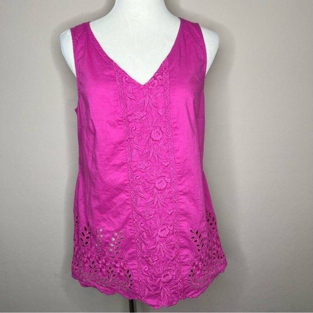 Soft Surroundings Bright Pink Eyelet Tank